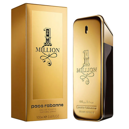 Paco Rabanne 1 Million perfume bottle and packaging on a white background