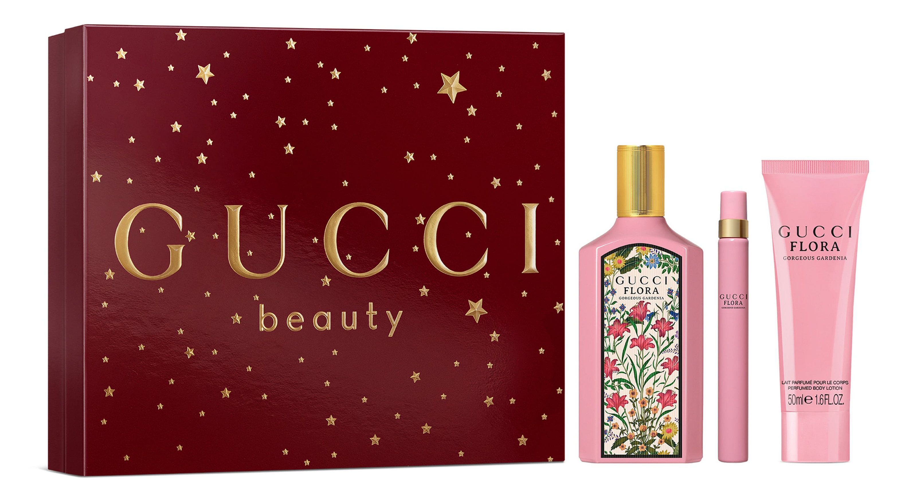 Gucci Flora Gorgeous Gardenia 3 PCS Set 3.4 oz EDP + 10 ml Travel Spray + 1.6 oz Body Lotion for Women