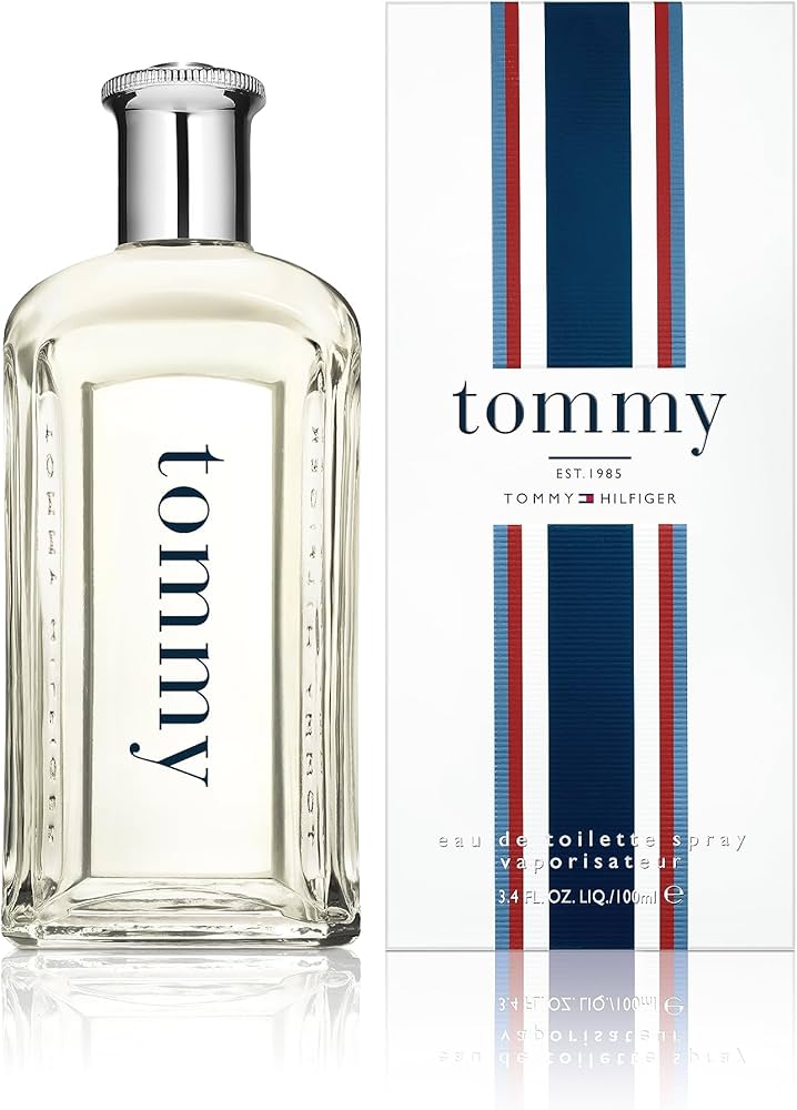 Tommy Hilfiger men's fragrance bottle and packaging with brand logo.
