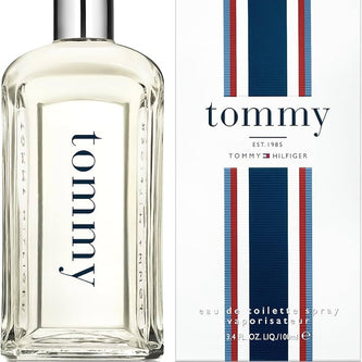 Tommy Hilfiger men's fragrance bottle and packaging with brand logo.
