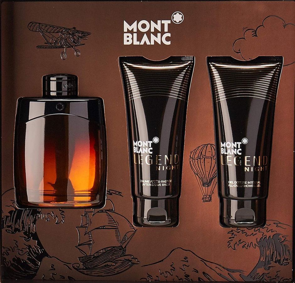 Mont Legend Night 3PC Set 3.3 oz EDP + 3.4 oz Shower Gel + 3.4 oz After Shave Balm Men