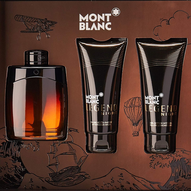 Mont Legend Night 3PC Set 3.3 oz EDP + 3.4 oz Shower Gel + 3.4 oz After Shave Balm Men