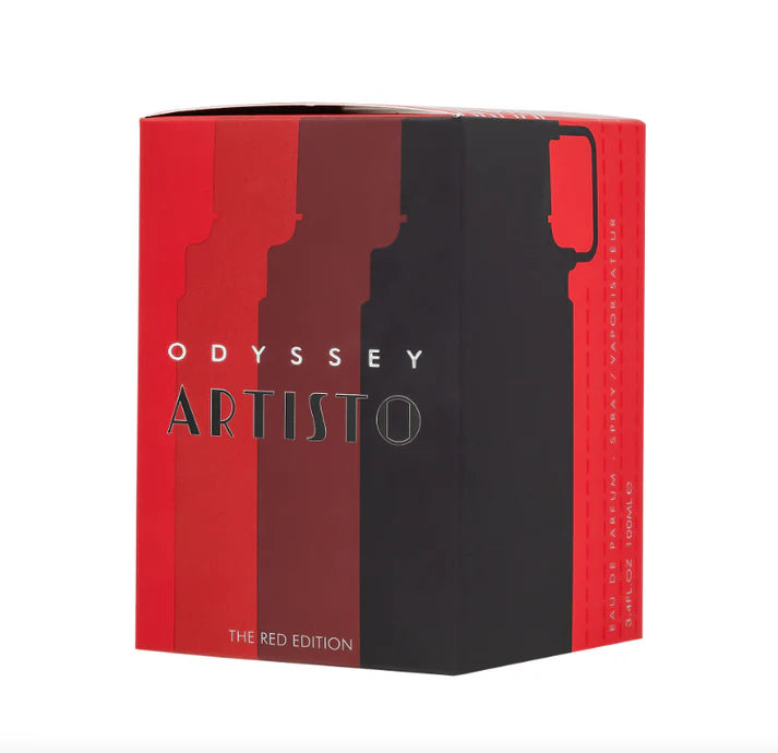 Red and black box with 'Odyssey Artisto' branding on a white background