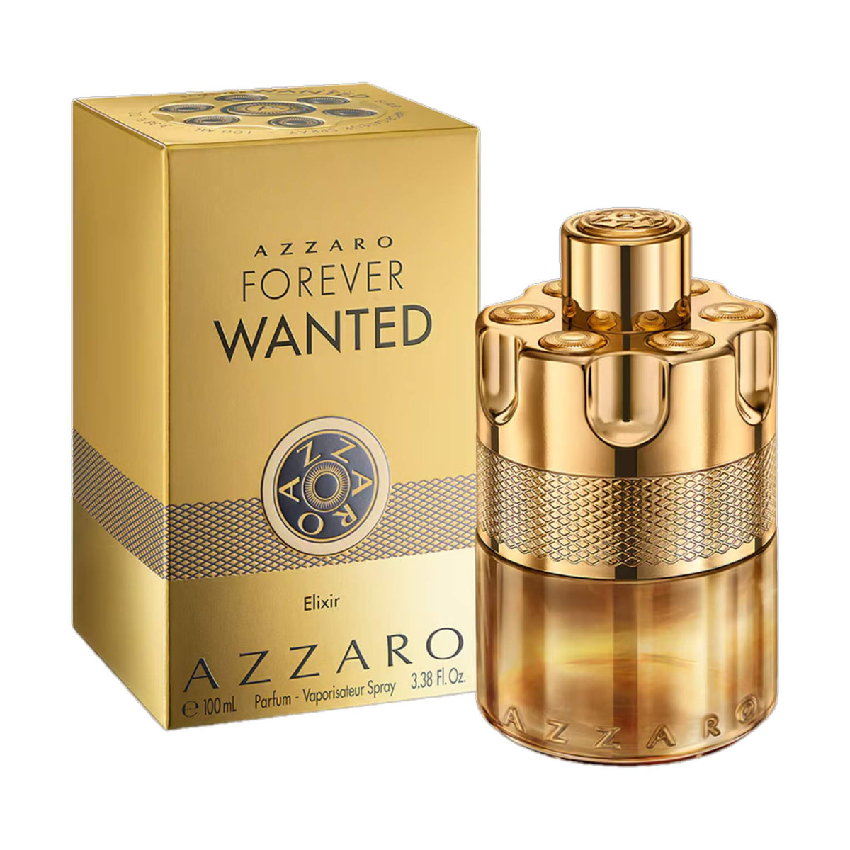 Azzaro Forever Wanted perfume bottle and packaging on a white background