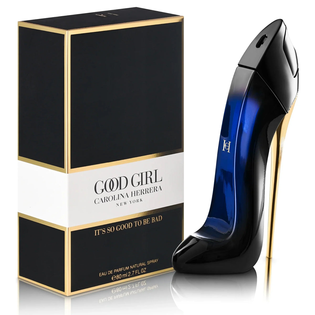 Carolina Herrera Good Girl perfume bottle and packaging on a white background