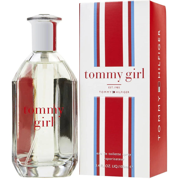 Tommy Girl perfume bottle and packaging with red and white design