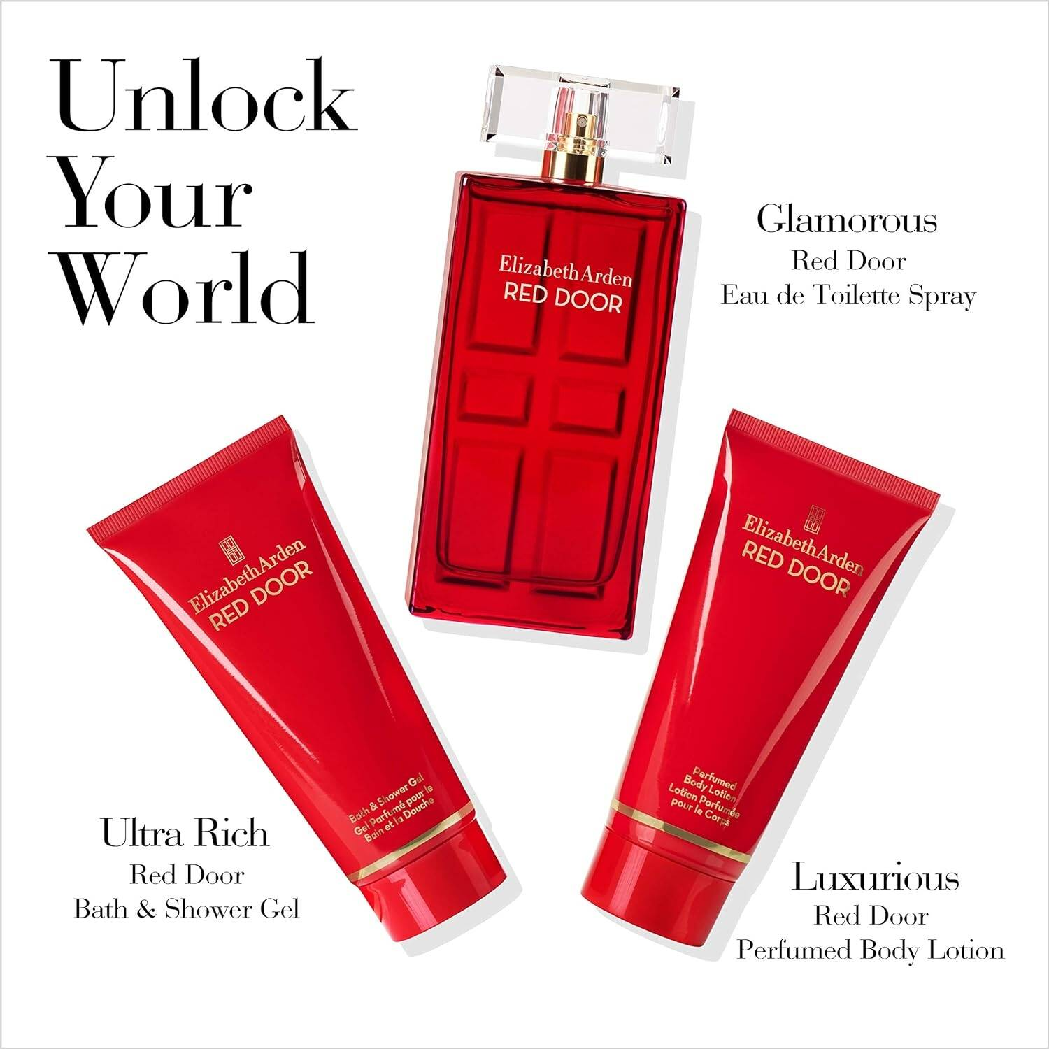 Red Door 3 PCS Set 3.4 oz EDT + 3.3 oz Body Lotion + 3.3 oz Bath & Shower Gel for Women