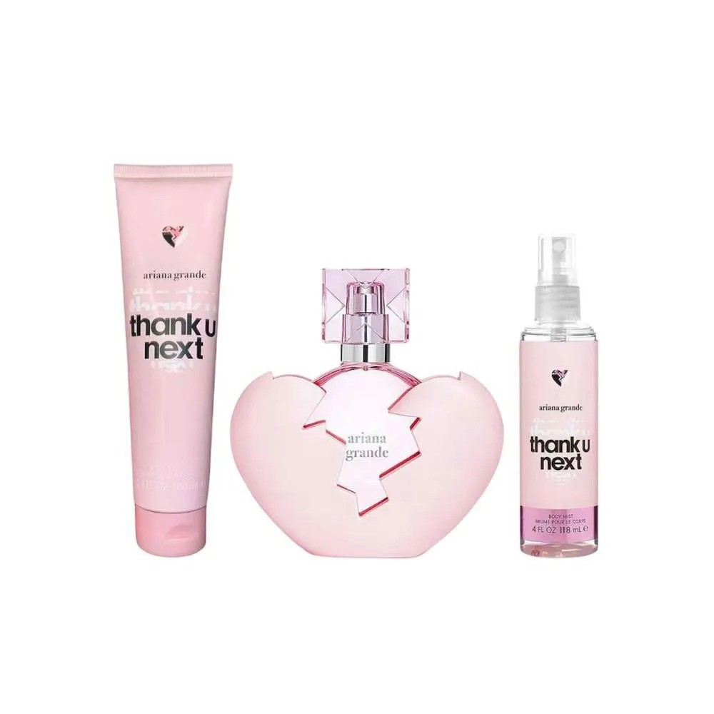 Thank U Next 3 PCS Set 3.4 oz EDP + 4.2 oz Body Mist + 3.4 oz Body Lotion for Women