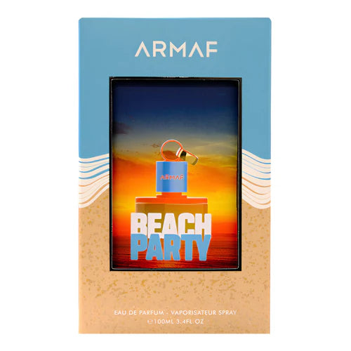 Armaf Beach Party perfume packaging with a beach-themed design.