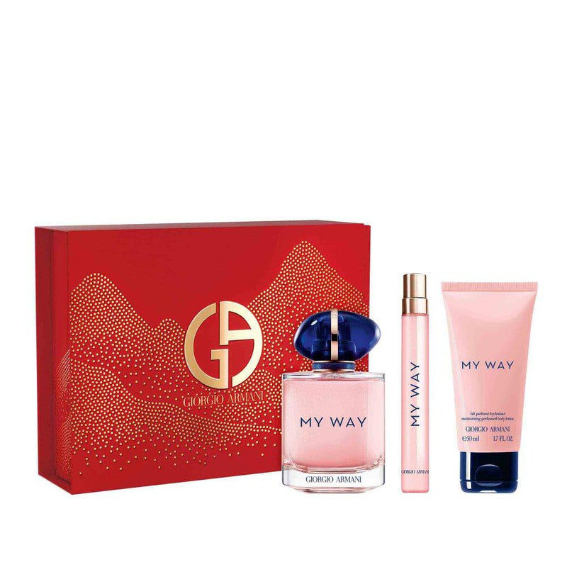 Giorgio Armani My Way 3 Piece Gift Set – 3.0 oz EDP + 0.33 oz EDP + 1.7 oz Body Lotion for Women