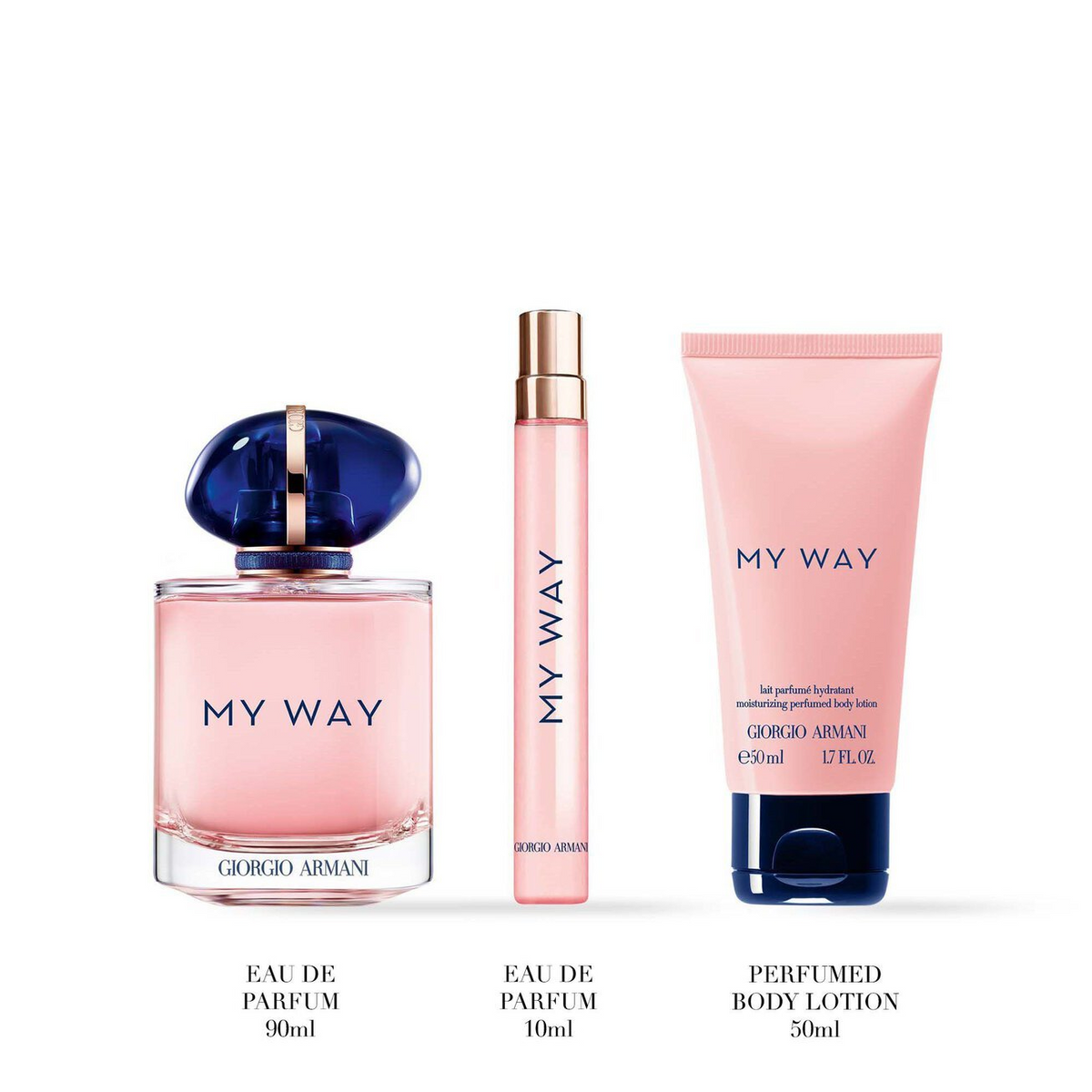 Giorgio Armani My Way 3 Piece Gift Set – 3.0 oz EDP + 0.33 oz EDP + 1.7 oz Body Lotion for Women