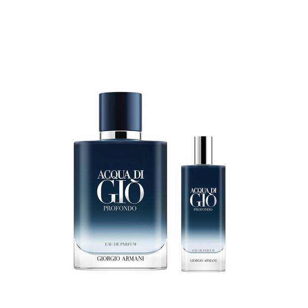 Acqua Di Gio Profondo 2 Piece Gift Set – 3.3 oz EDP + 0.15 oz EDP for Men