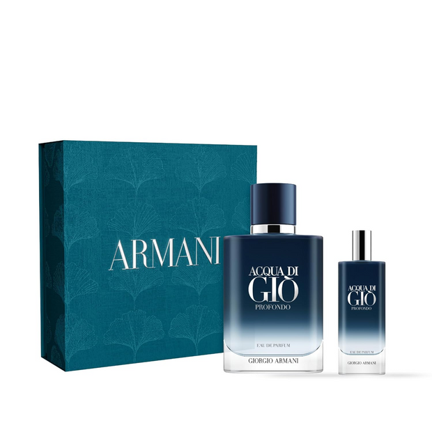 Acqua Di Gio Profondo 2 Piece Gift Set – 3.3 oz EDP + 0.15 oz EDP for Men