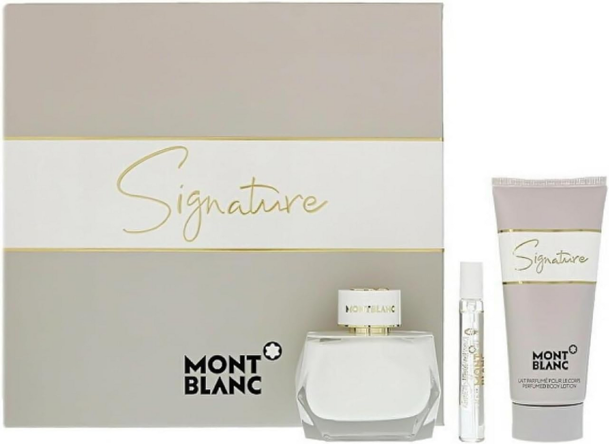 Mont Blanc Signature Set 3 Piece Gift Set – 3.04 oz EDP + 1.0 oz EDP + 3.4 oz Body Lotion for Women