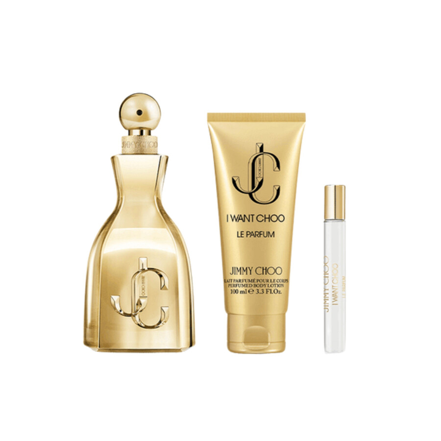 I Want Choo Le Parfum 3 Piece Gift Set 2.8 oz EDP + 3.4 oz Body Lotion + 0.25 oz Miniature for Women