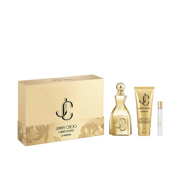 I Want Choo Le Parfum 3 Piece Gift Set 2.8 oz EDP + 3.4 oz Body Lotion + 0.25 oz Miniature for Women