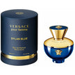 Versace Dylan Blue perfume bottle and packaging on a white background