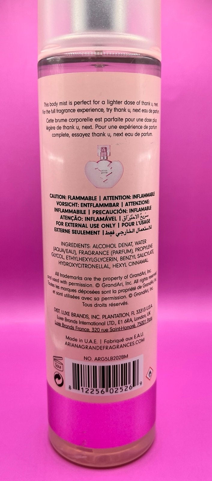 Ariana Grande Thank U Next Body Mist 8.0oz for Women