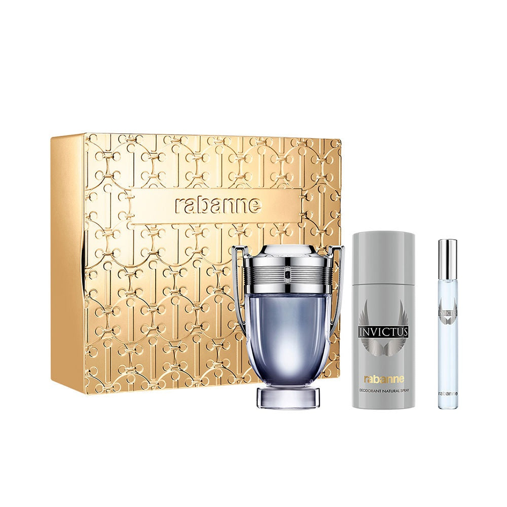 Paco Rabanne Invictus 3-Piece Gift Set for Men (3.4 oz EDT + 10 ml EDT + 5.1 oz Deo Spray)