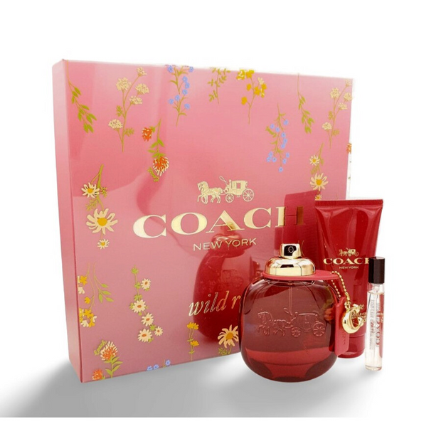 Coach Wild Rose 3-Piece Gift Set for Women 3.0 oz EDP + Body Lotion + 10 ml EDP