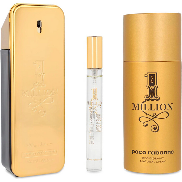 1 Million 3 PCS Set 3.4 oz EDT + 5.1 Deodorant Spray + 0.34 oz EDT for Men