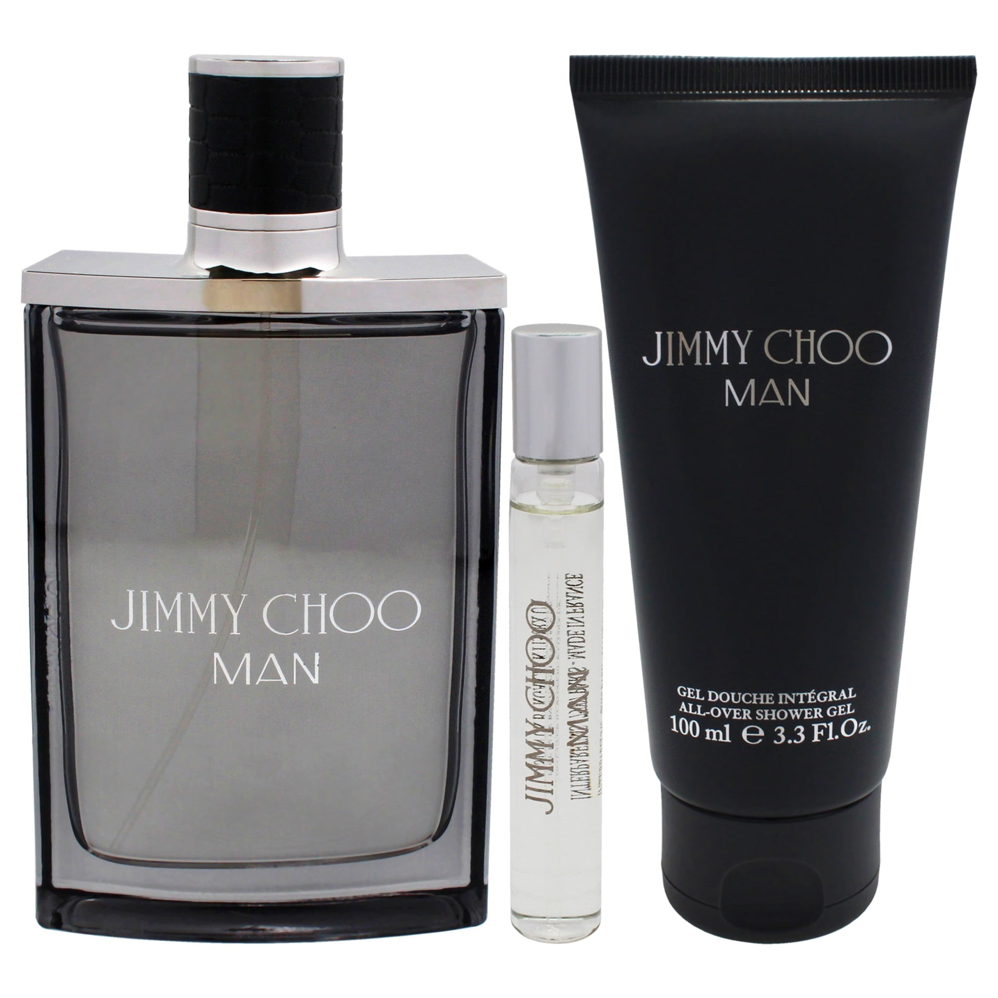 JIMMY CHOO MEN 3 PCS SET 3.3 OZ EDT + 0.25 OZ EDT MINI + 3.3 OZ SHOWER GEL FOR MEN