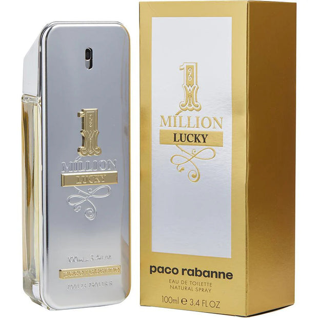 Paco Rabanne 1 Million Lucky perfume bottle and packaging on a white background