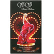 Parfum packaging featuring a woman in a red dress with 'Can Can' branding.