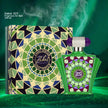 Zakat Parfum Z25 fragrance bottle and packaging with geometric design on a green background