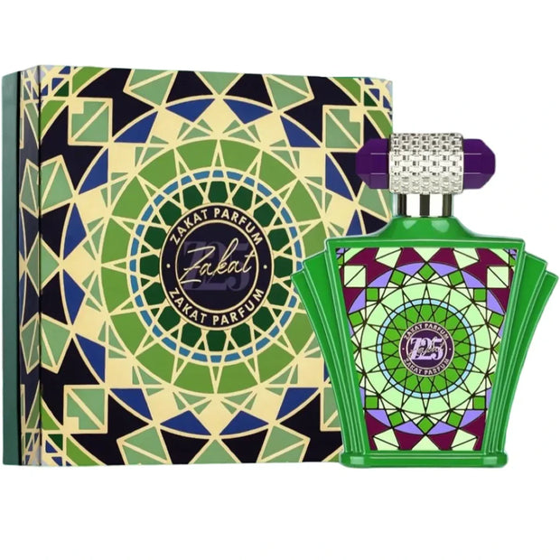 Zakat Parfum bottle and packaging with geometric design